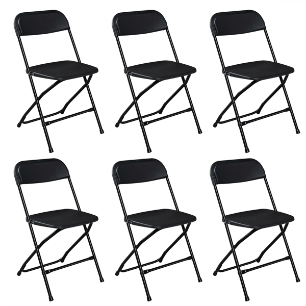6x Chaise jardin plastique pliable noire injection