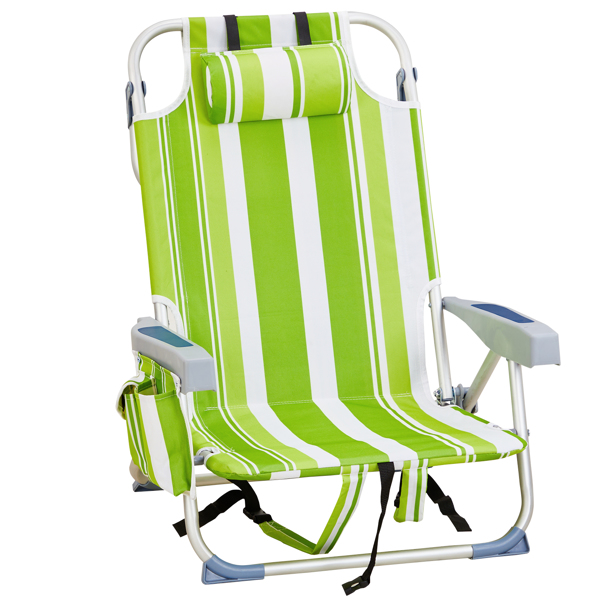 Chaise plage tissu Oxford 63x65x82 cm, rayures vertes