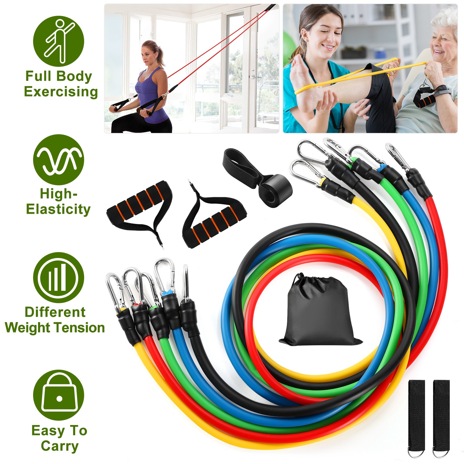 Ensemble 11 bandes résistance fitness yoga pilates