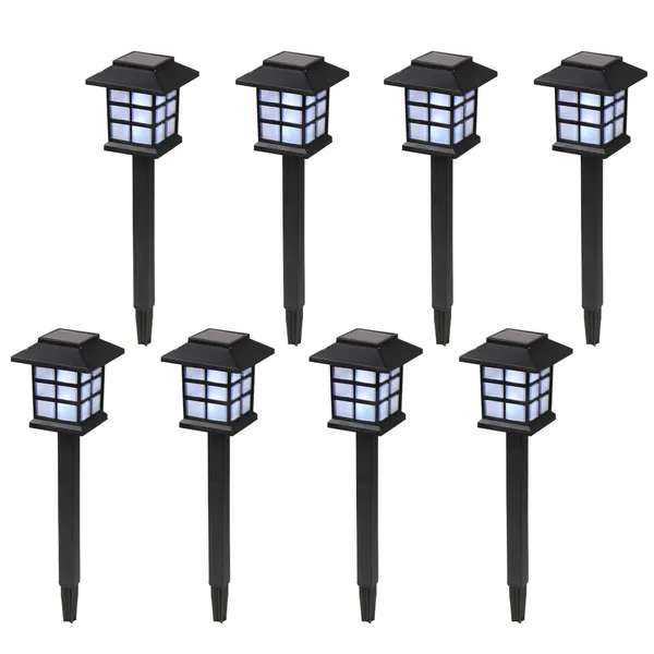 8 lanternes solaires LED blanches, jardin, éclairage paysager