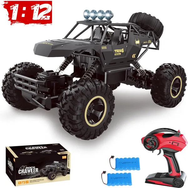 Camion 4x4 tout-terrain rechargeable 1:12 phares LED RC