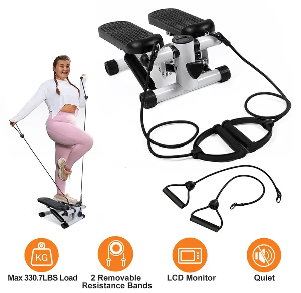 Stepper exercice mini escalier, bandes résistance, 330,7lbs max