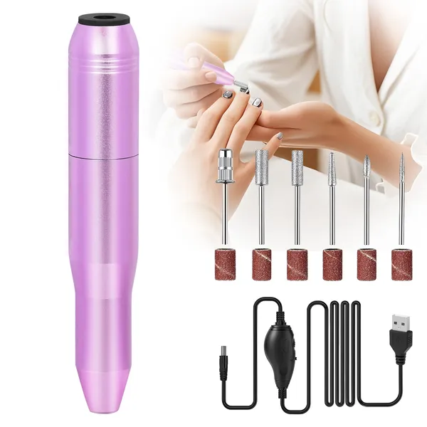 Appareil pédicure électrique portable, bits, bandes rose or