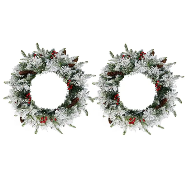 Couronne Noël pré-éclairée 18po 60 lumières