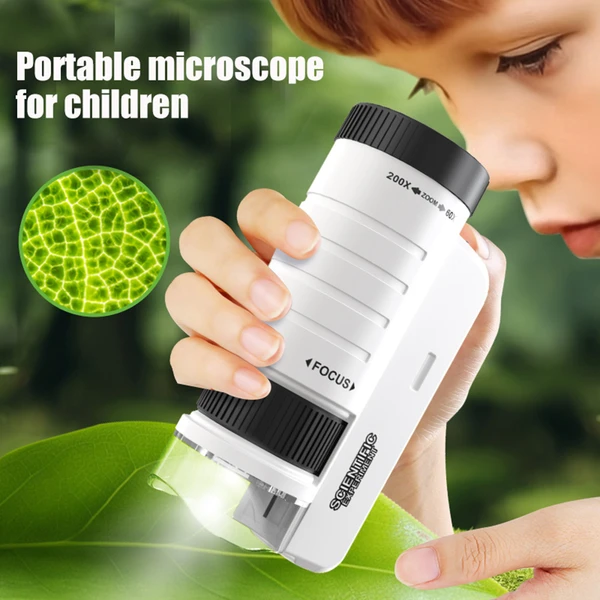 Microscope optique enfants portable LED noir, jouet éducation science