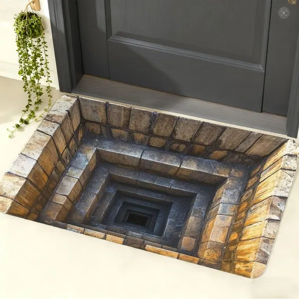 Tapis d'entrée 3D illusion optique, intérieur-extérieur, facile nettoyage