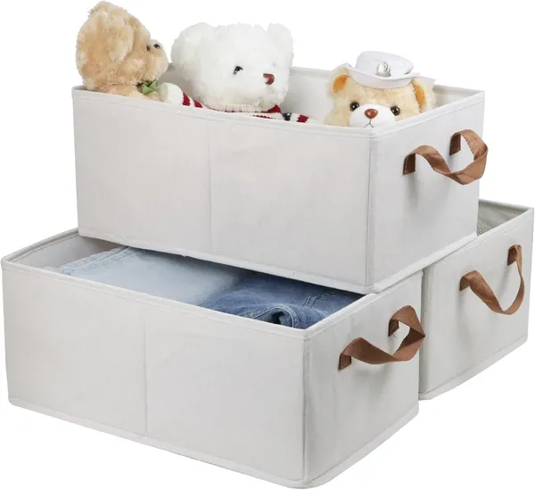 3 bacs rangement grande capacité, organisateur placard, pliables tissu