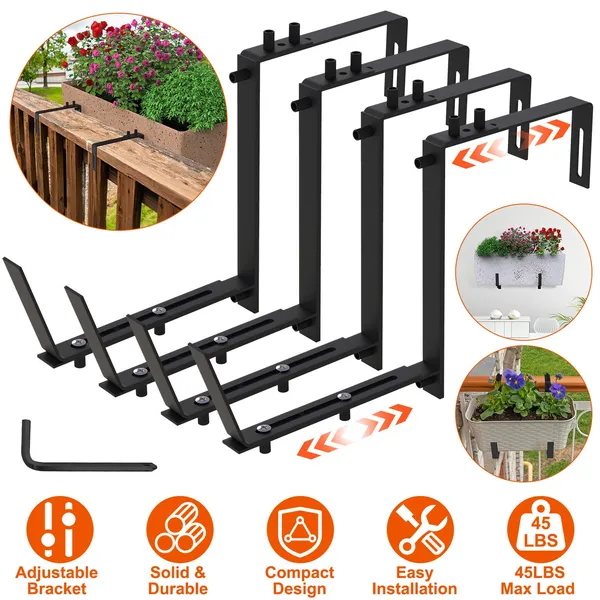 Support plante ajustable fonte lourde 6,1-11,6pi, crochet 2 niveaux