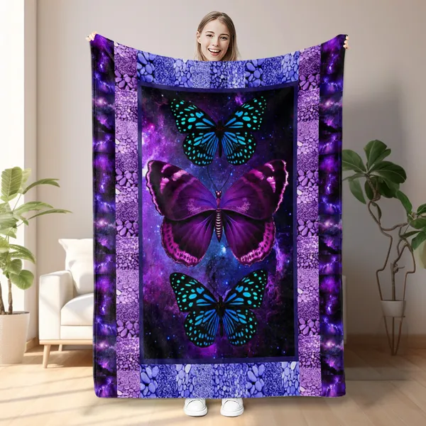 Couverture flanelle papillon douce légère 70x80 po
