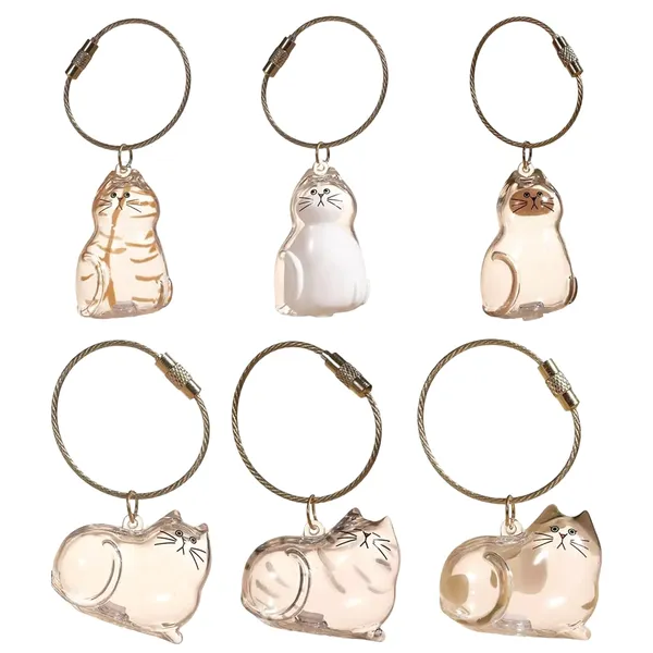 Ensemble 6 pendentifs mémorial poil de chat - Porte-clés