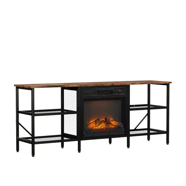 Meuble TV foyer 58 po 4 tablettes bois vieilli