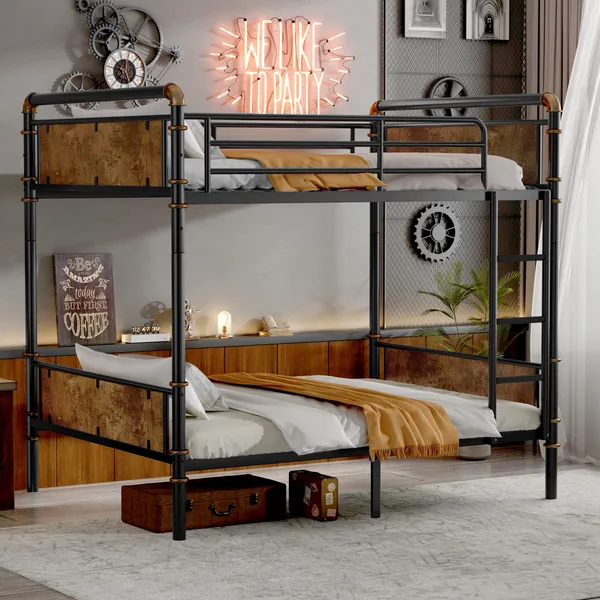 Lit superposé métal Twin XL, rails de sécurité
