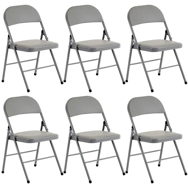 6 chaises pliantes fer PVC grises, conventions expositions