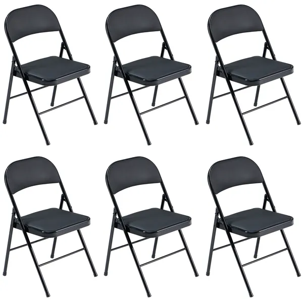6 chaises pliantes fer PVC convention exhibition noir