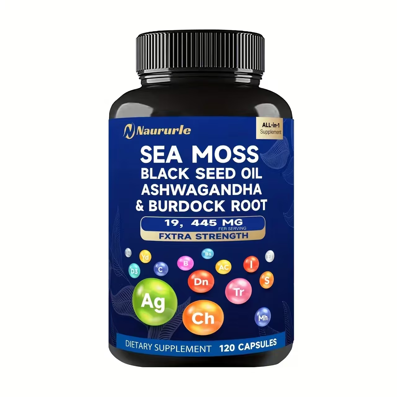 Sea moss, nigelle, ashwagandha et bardane, force extra, 120