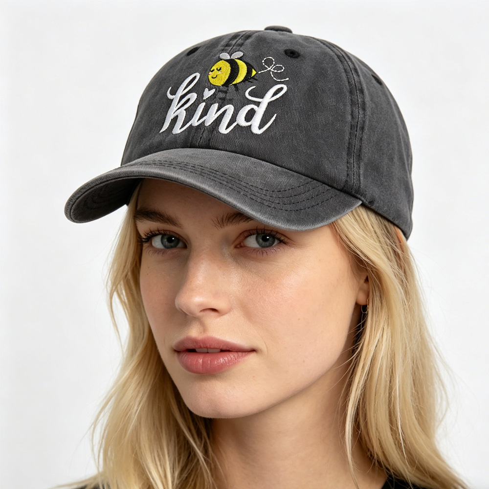 Casquette abeille brodée coton lavé 2 pcs