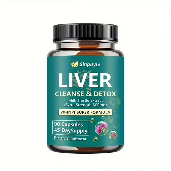 Supplément foie 20-en-1, détox, chardon-Marie 300mg, 90