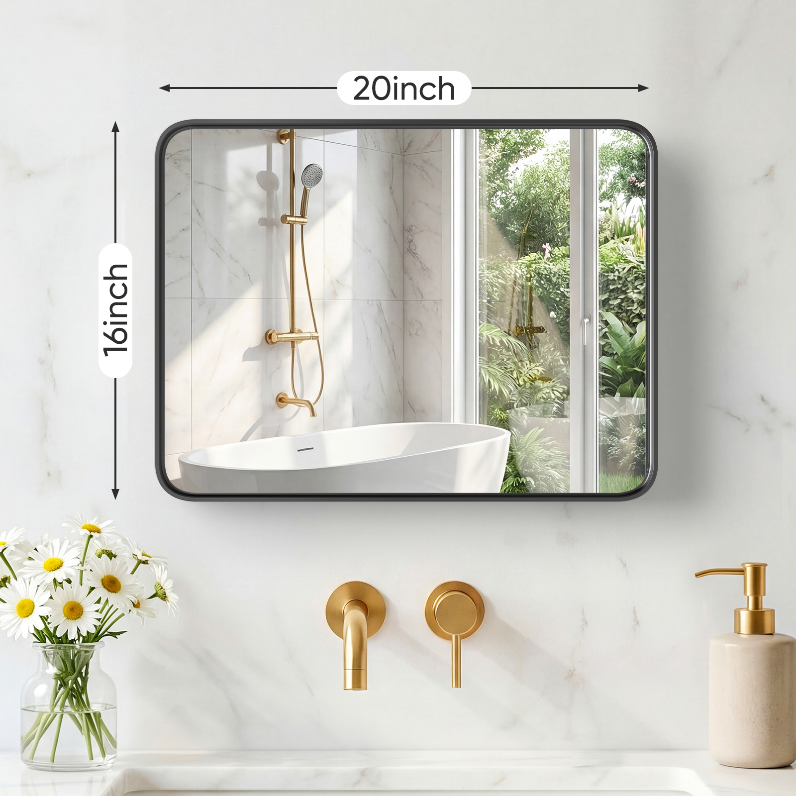 Miroir mural cadre métal rectangulaire