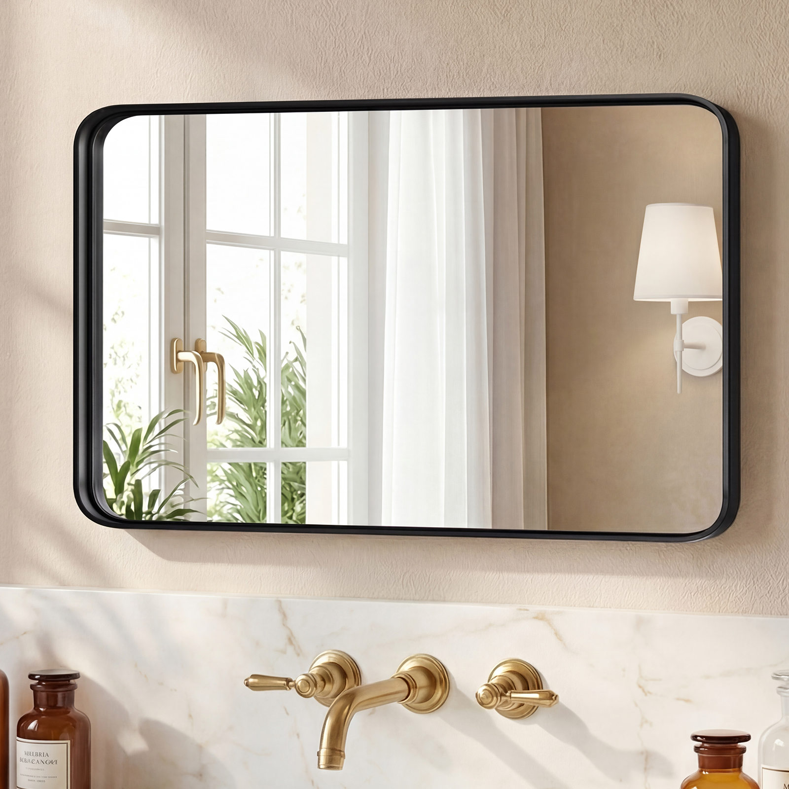 Miroir mural cadre métal rectangulaire