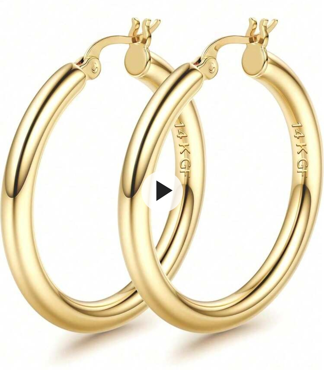 Créoles or 14K laminé - Boucles d'oreilles polies brillantes