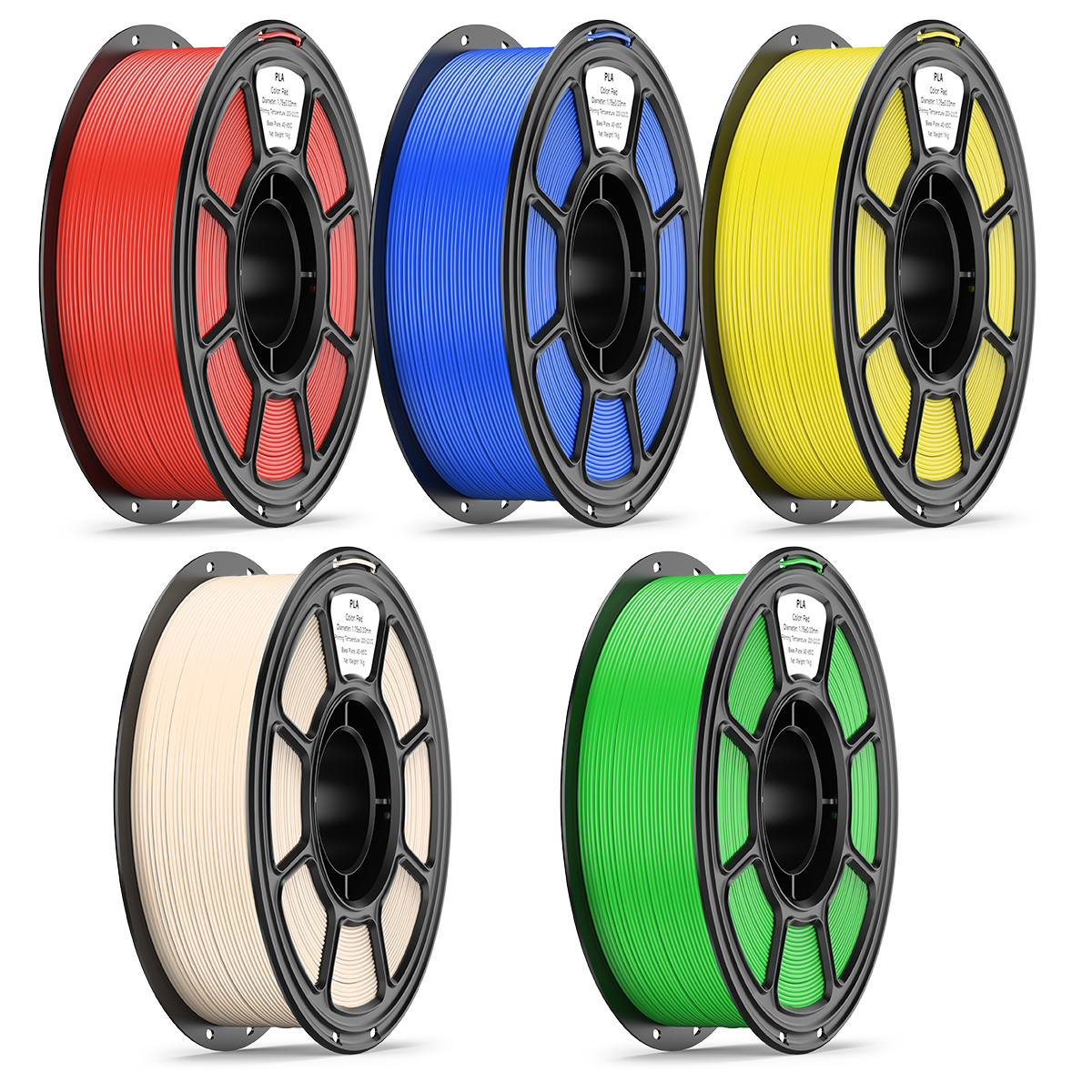 PLA 5-pack filament imprimante 3D 1.75mm, 5 rouleaux assortis