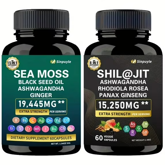Bundle Sea Moss 15-en-1 & Shilajit Ashwagandha 60 caps