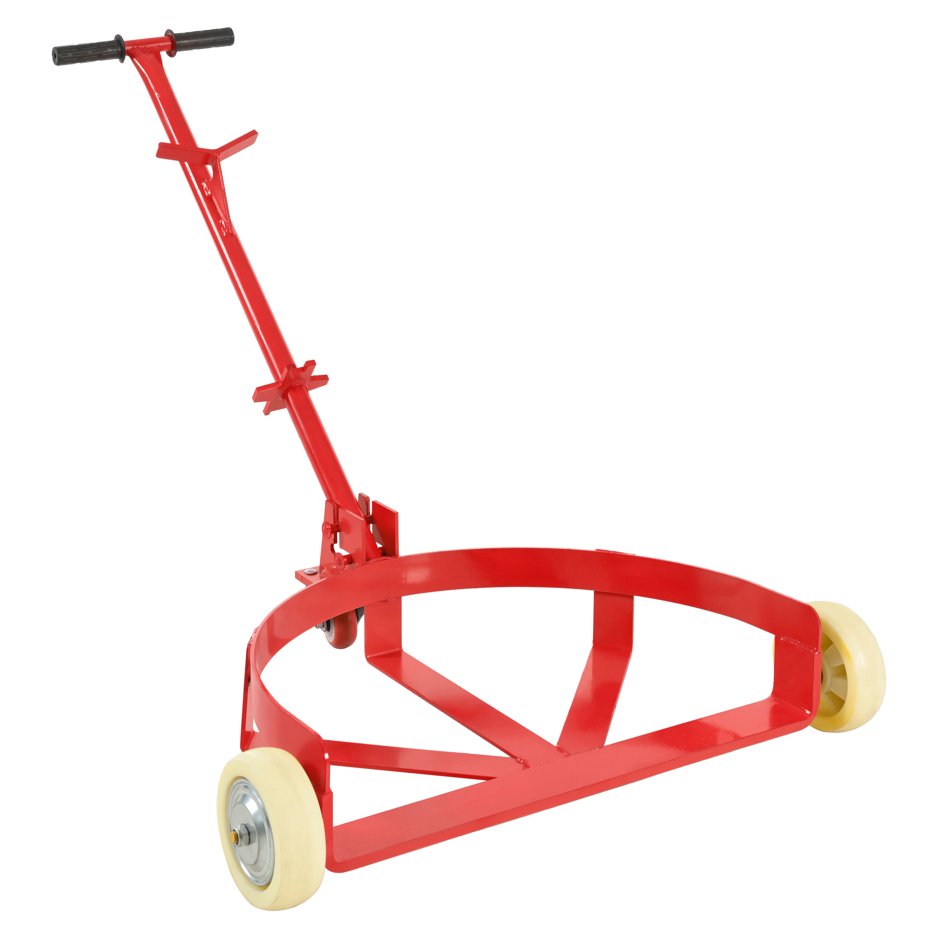 Chariot tambour 55 gallons, capacité 1200lbs, roues PU, acier rouge