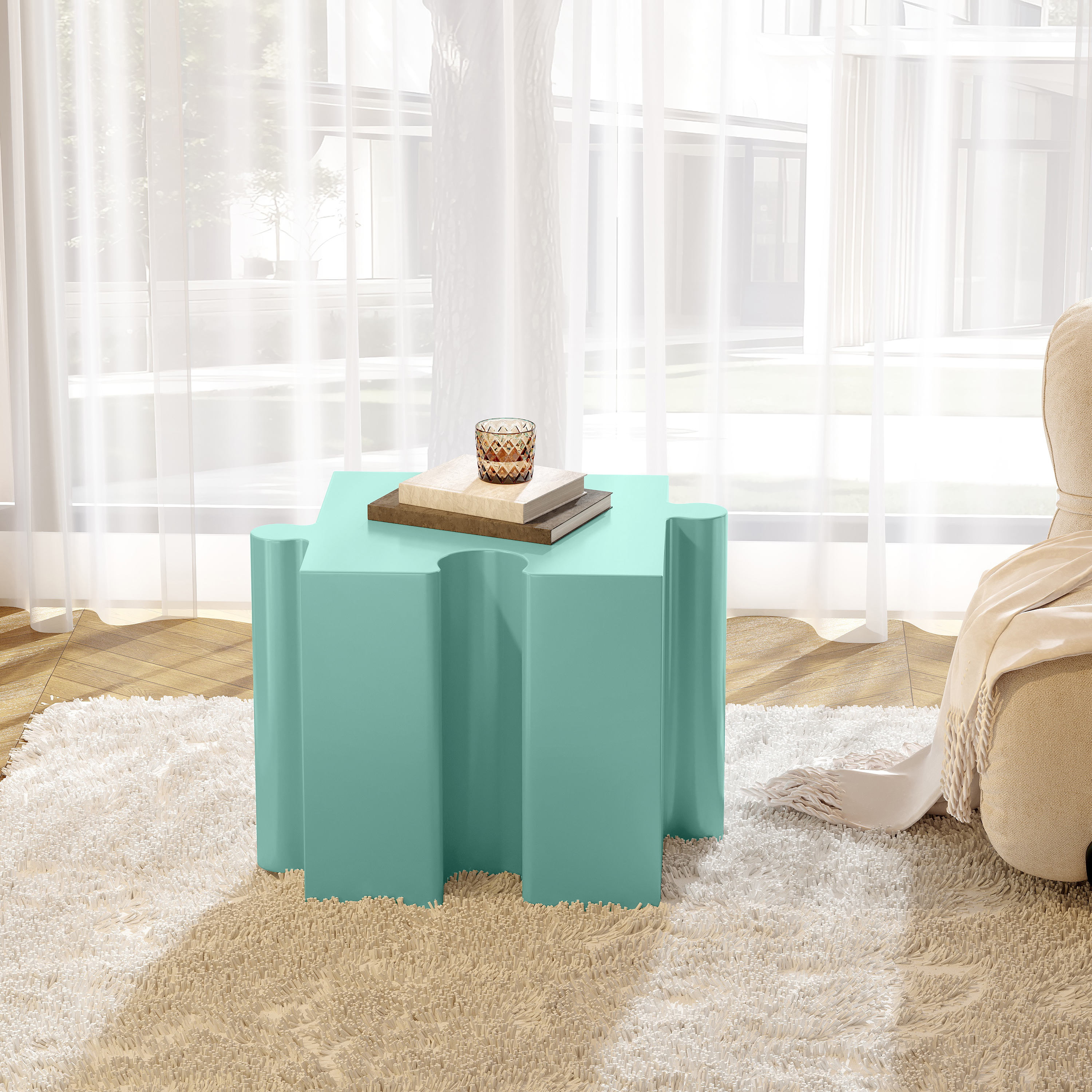 Table d'appoint Puzzle Art modulaire - Bords concaves, vert clair