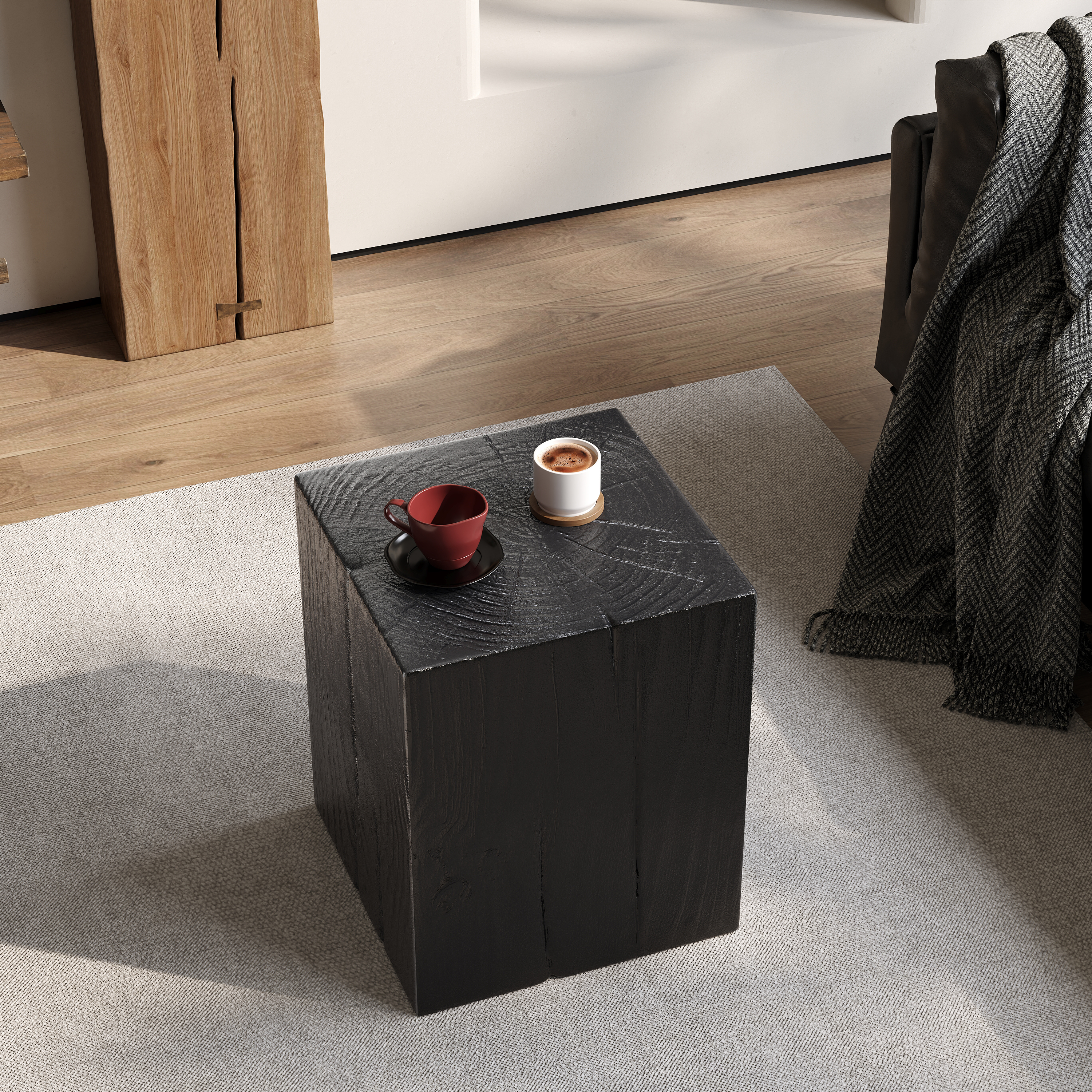 Table d'appoint carrée bois 18"H, usage intérieur