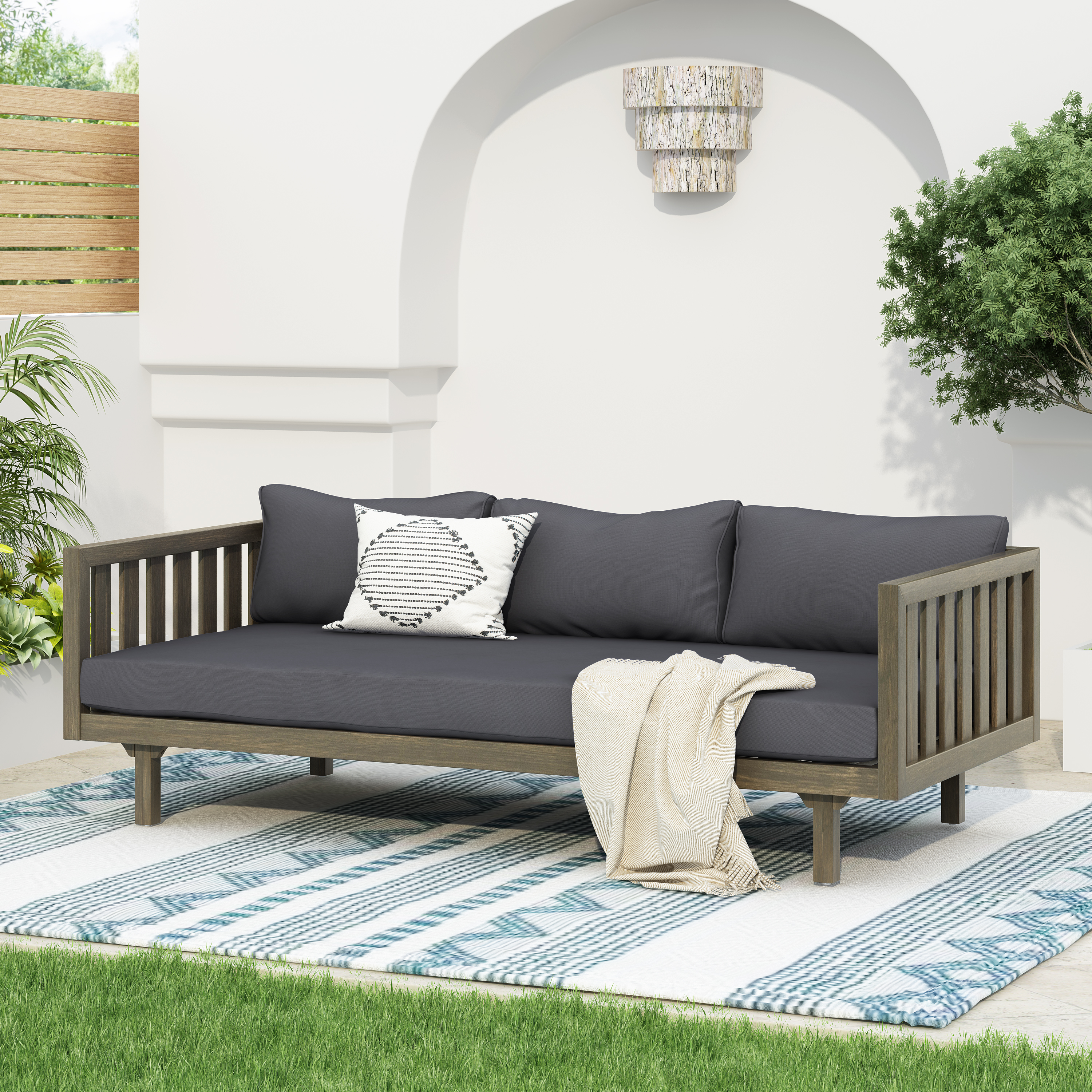 Causeuse CLAREMONT 3 places gris coussins gris