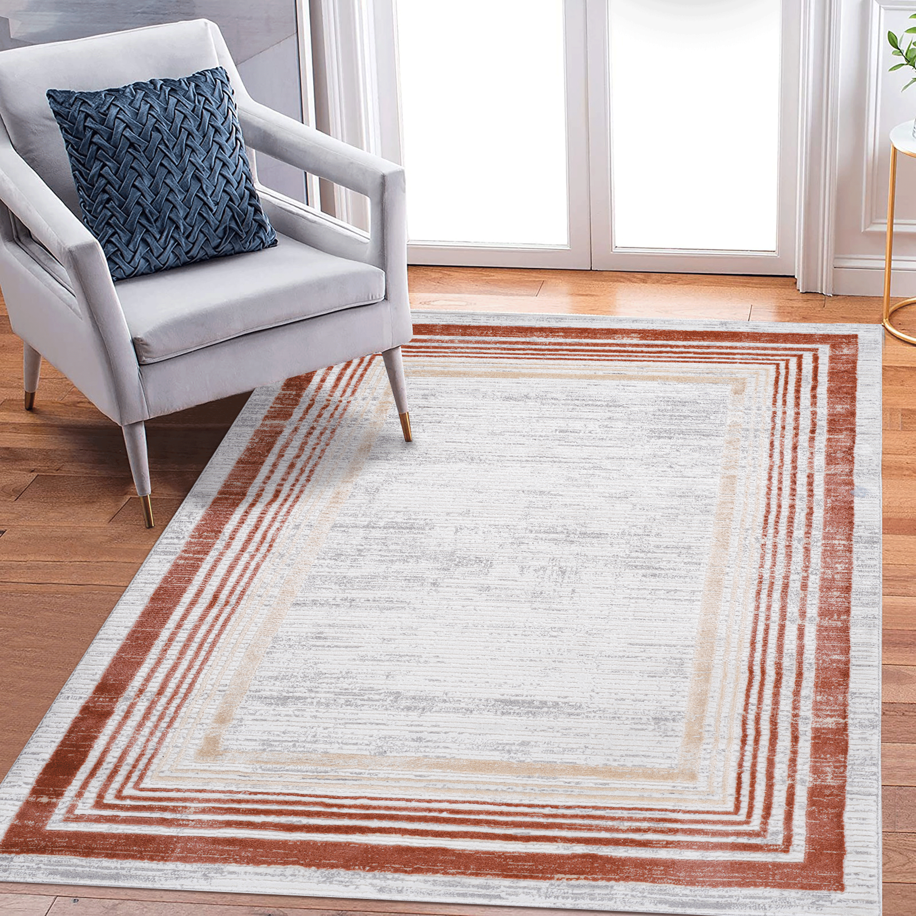 Tapis MARFI 5X7 brun ivoire bordure