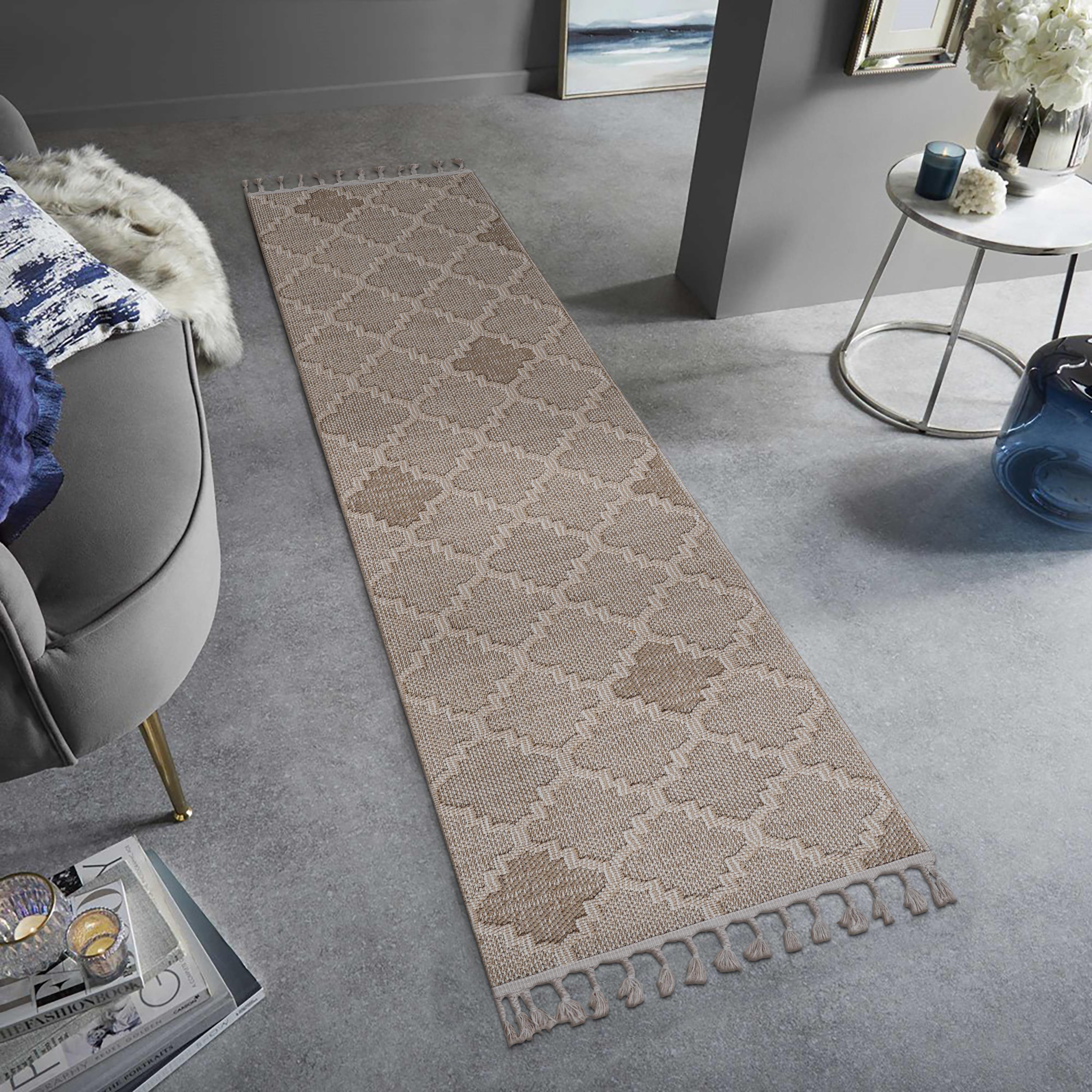 Guros 2X8 Tapis coureur treillis crème intérieur-extérieur