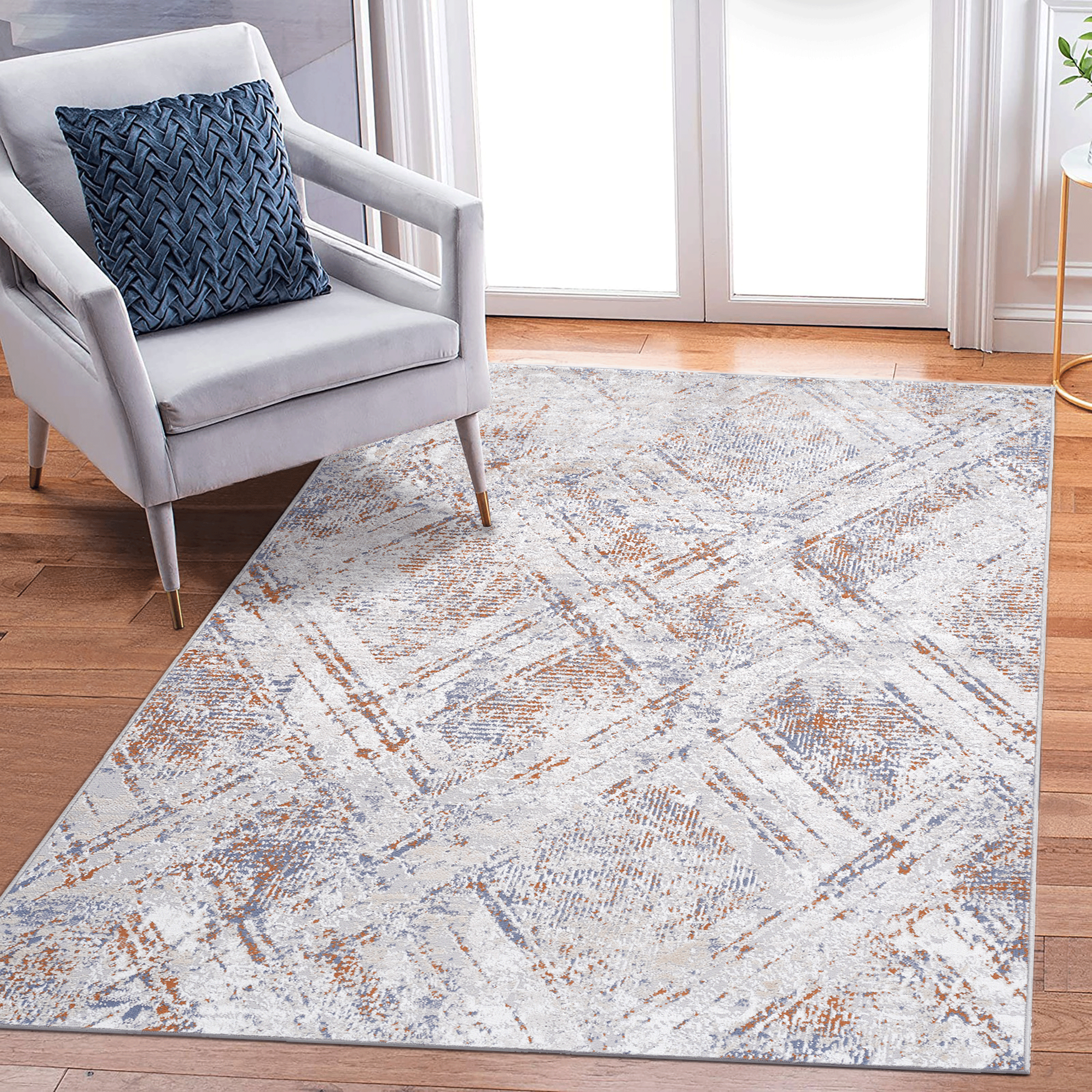 Tapis de zone PAYAS 5X7 beige géométrique
