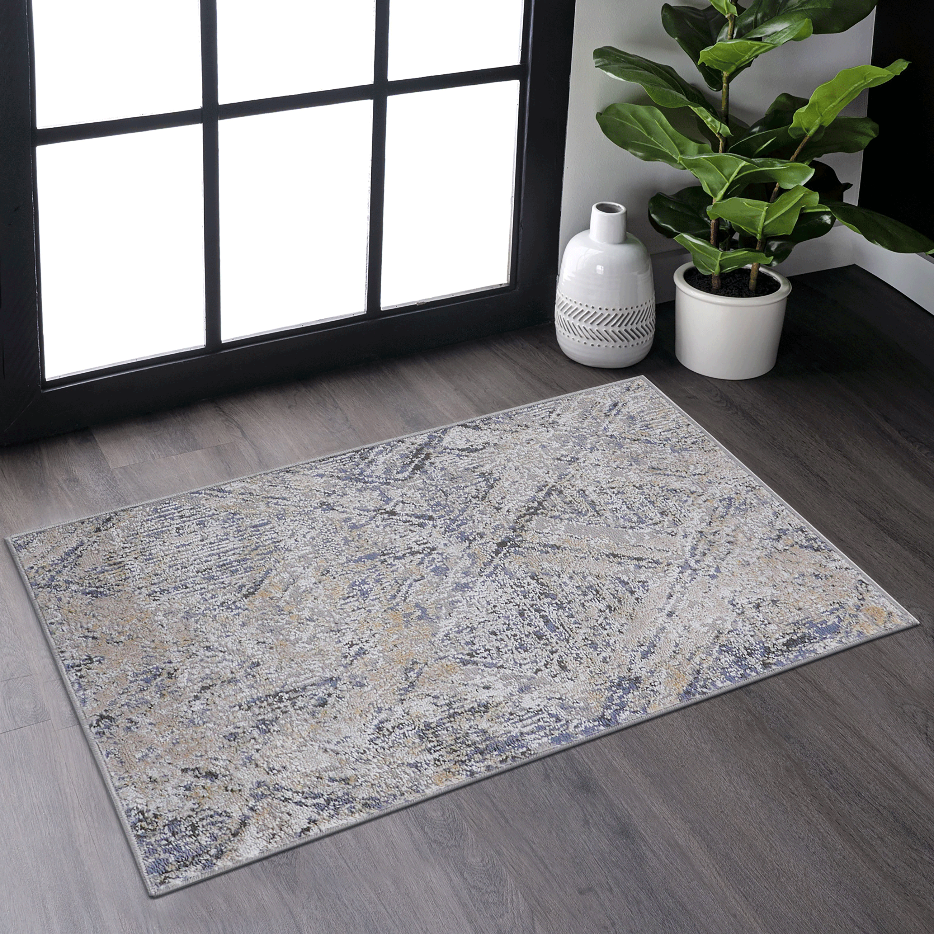 Tapis géométrique PAYAS 2x3 bleu gris