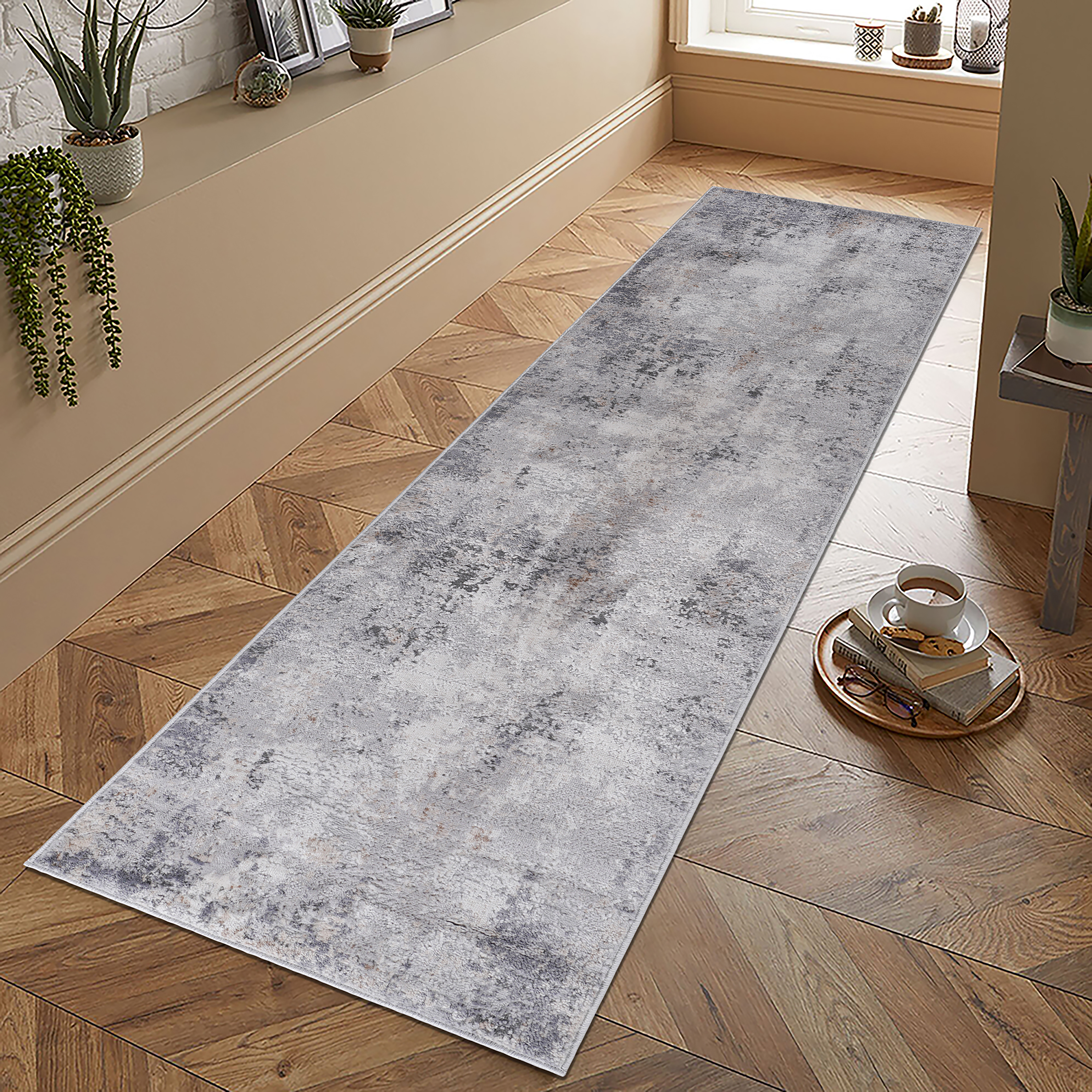 MARFI tapis 2X8 ivoire sable abstrait