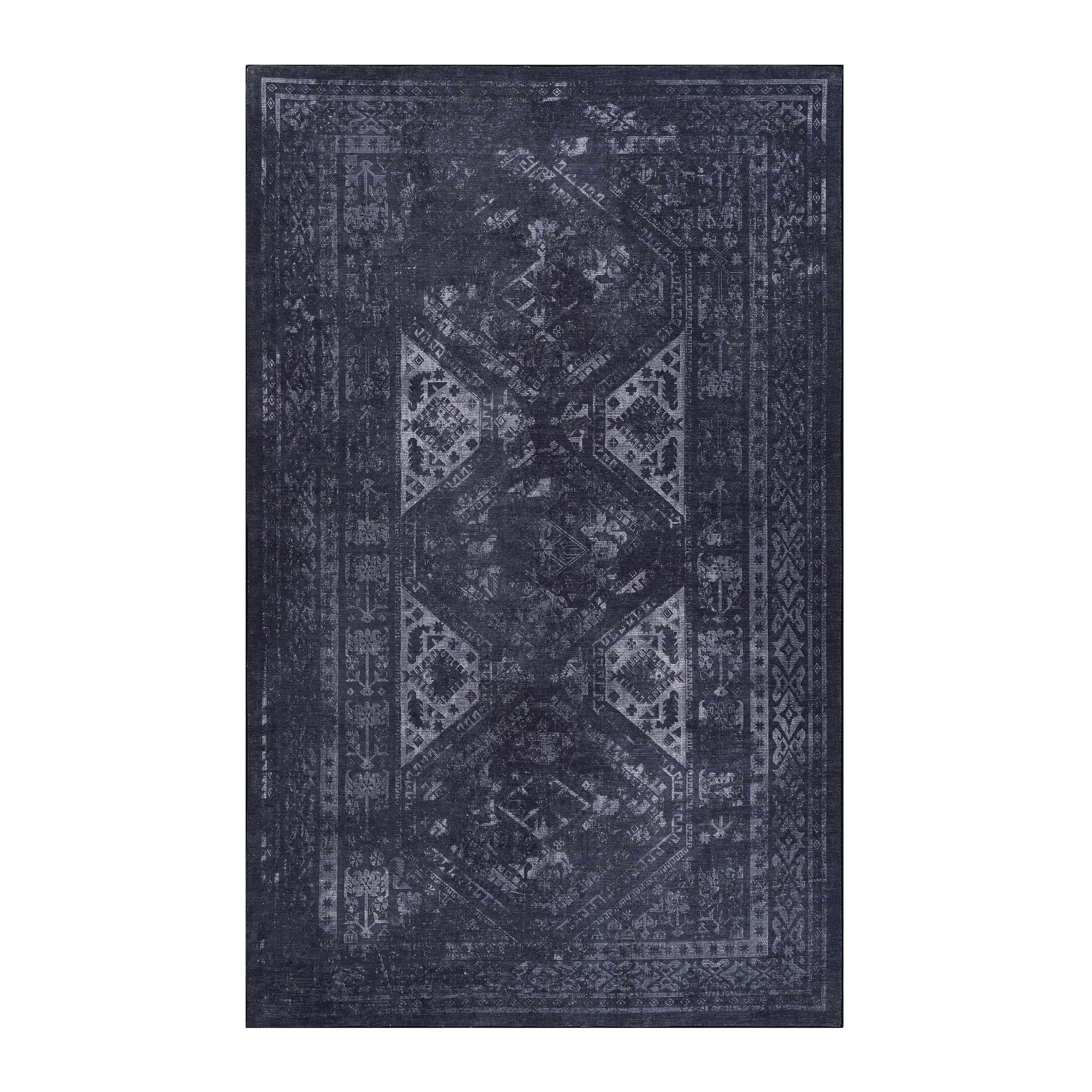 Tapis lavable MAVAL noir 4x6, noir gris