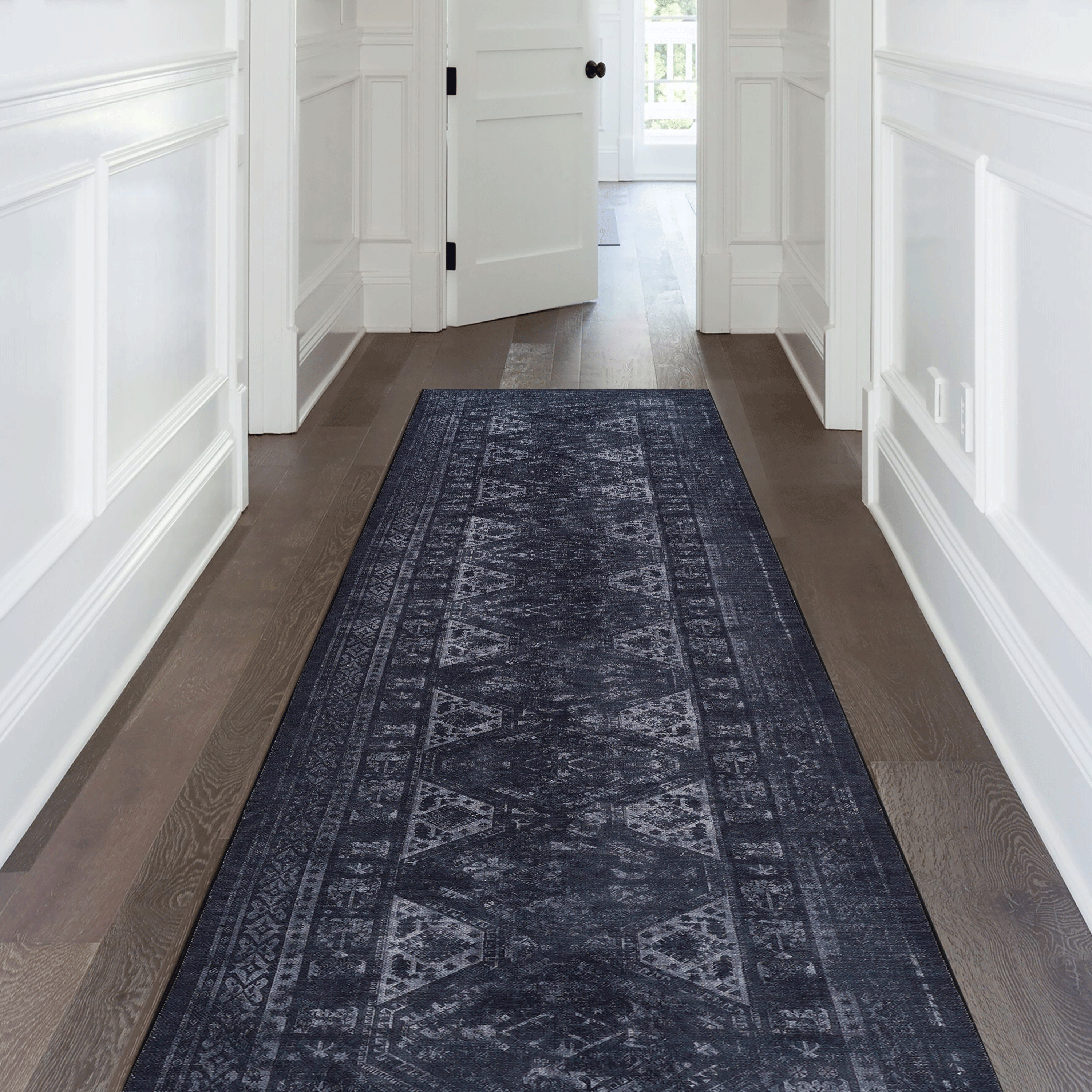 MAVAL Tapis lavable 2'6" X 10', noir gris