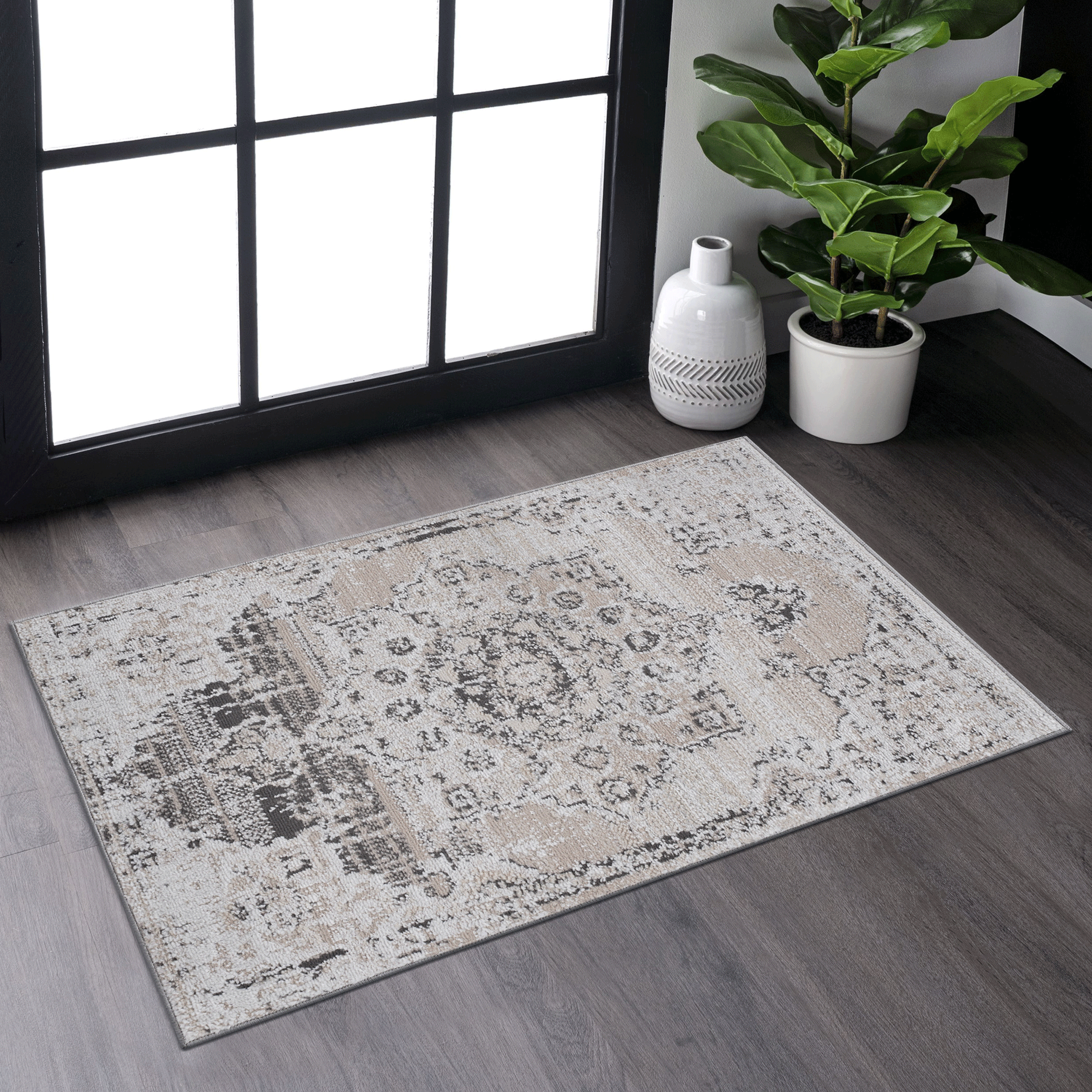 PAYAS 2X3 crème beige tapis médaillon