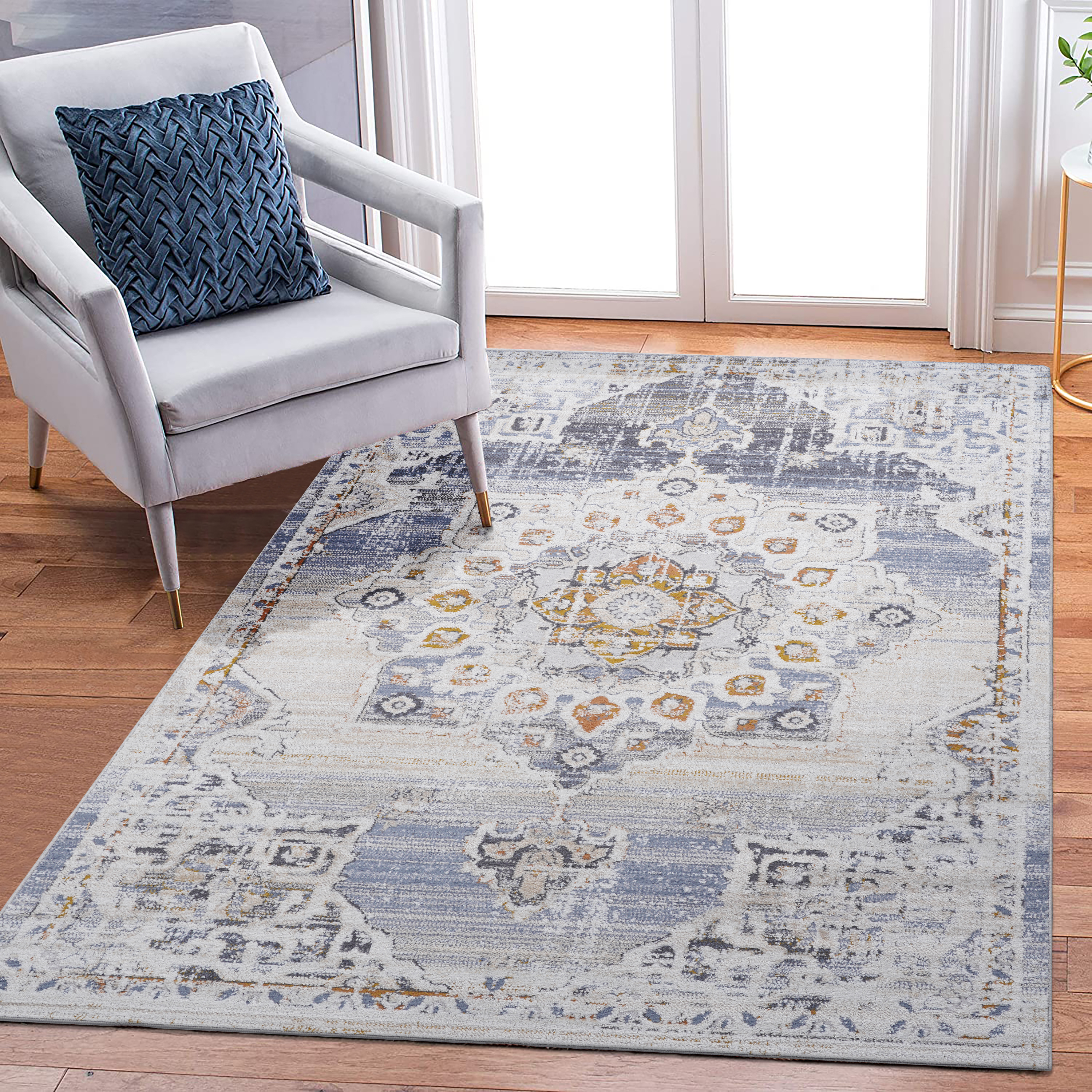 PAYAS tapis médaillon 8x10 po crème or