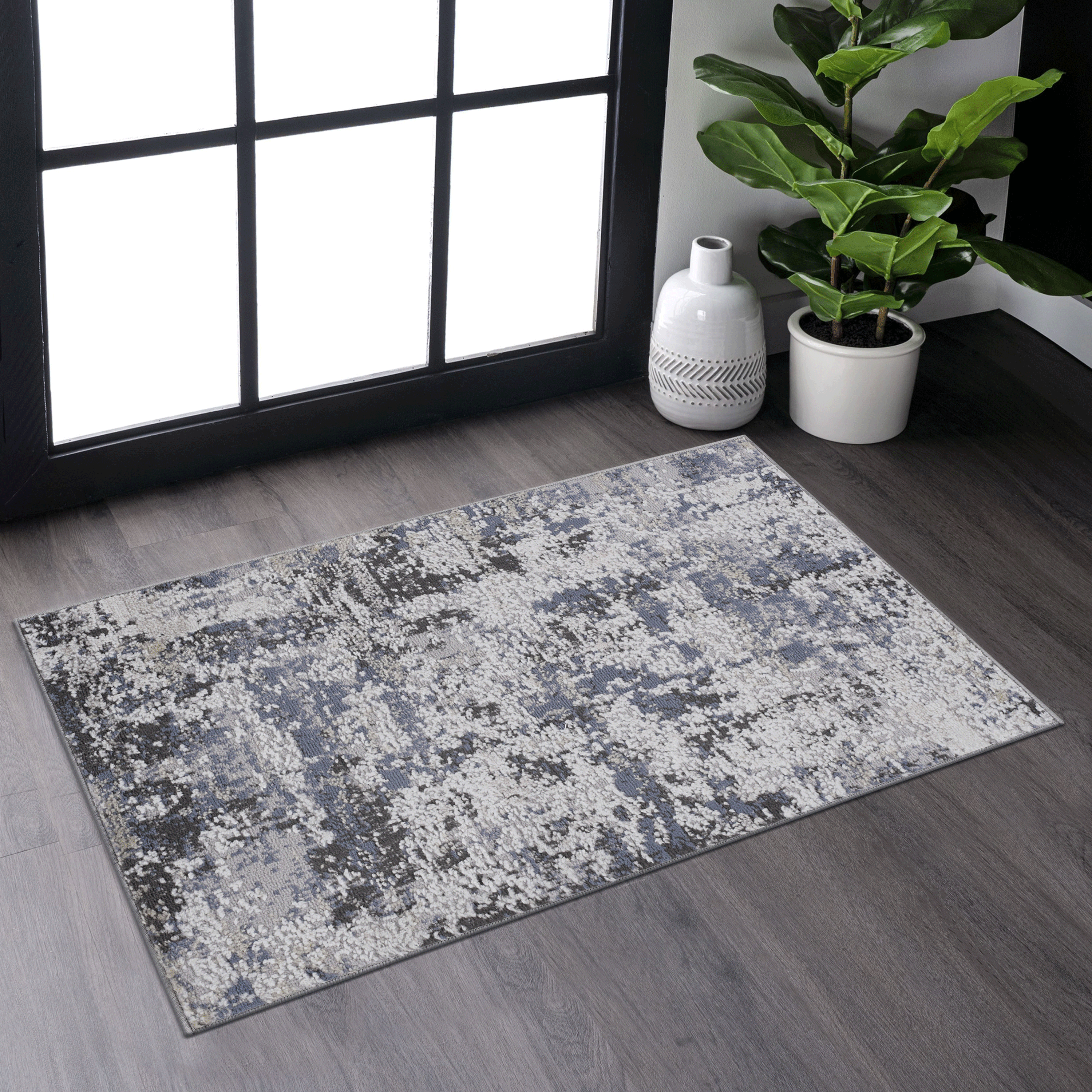 PAYAS tapis 2X3 gris abstrait denim