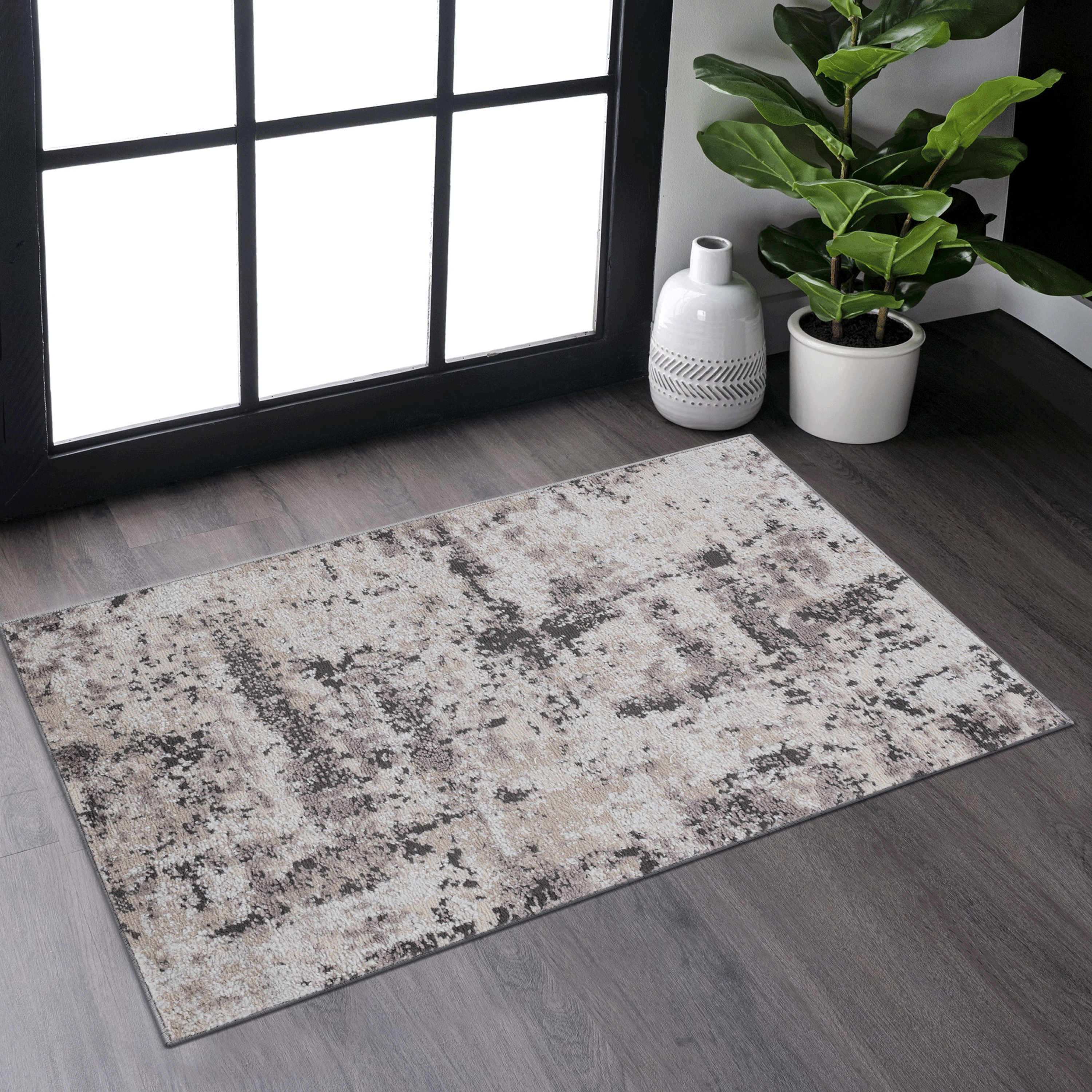 PAYAS 2X3 crème brun tapis abstrait