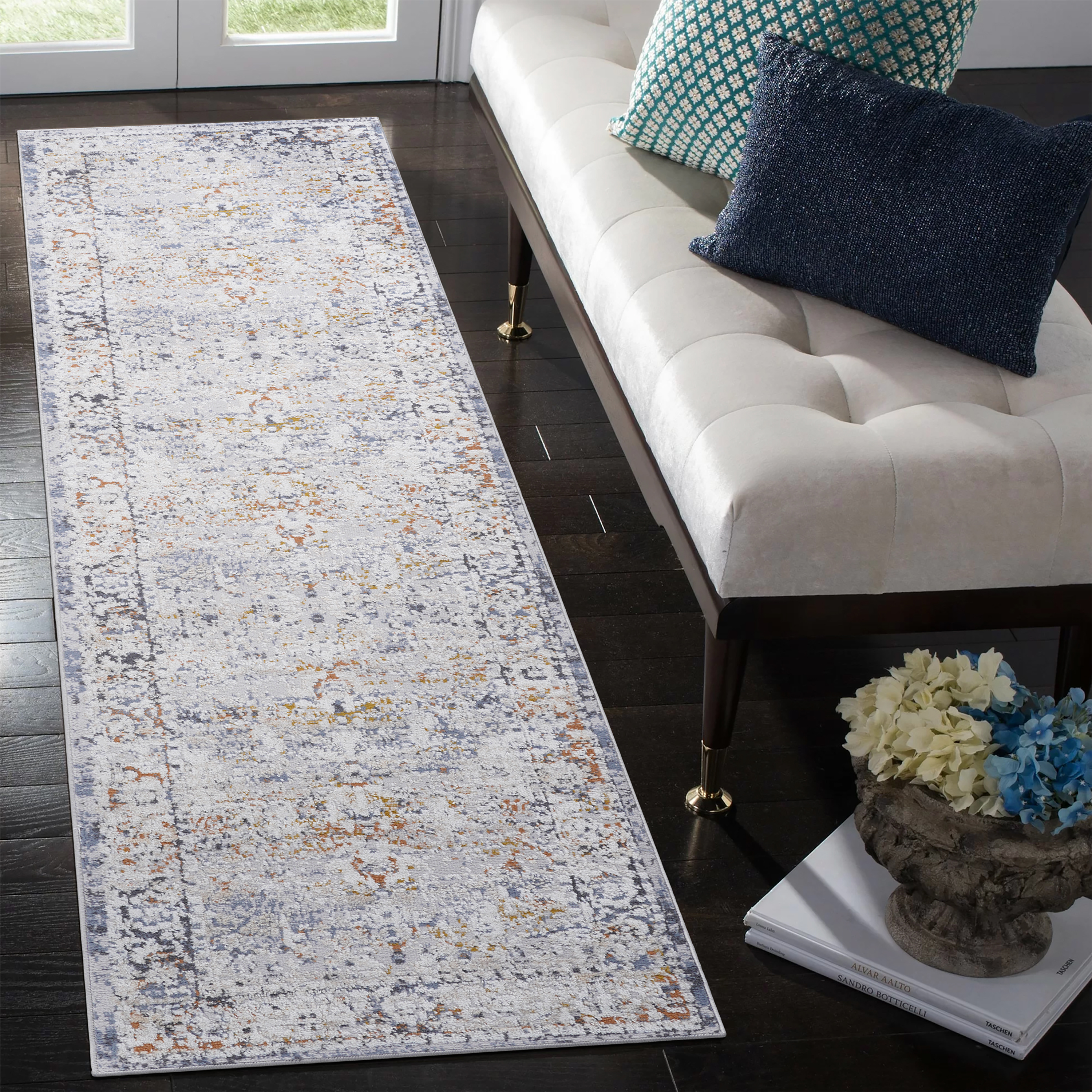 PAYAS Tapis couloir 2x8 ivoire gris traditionnel