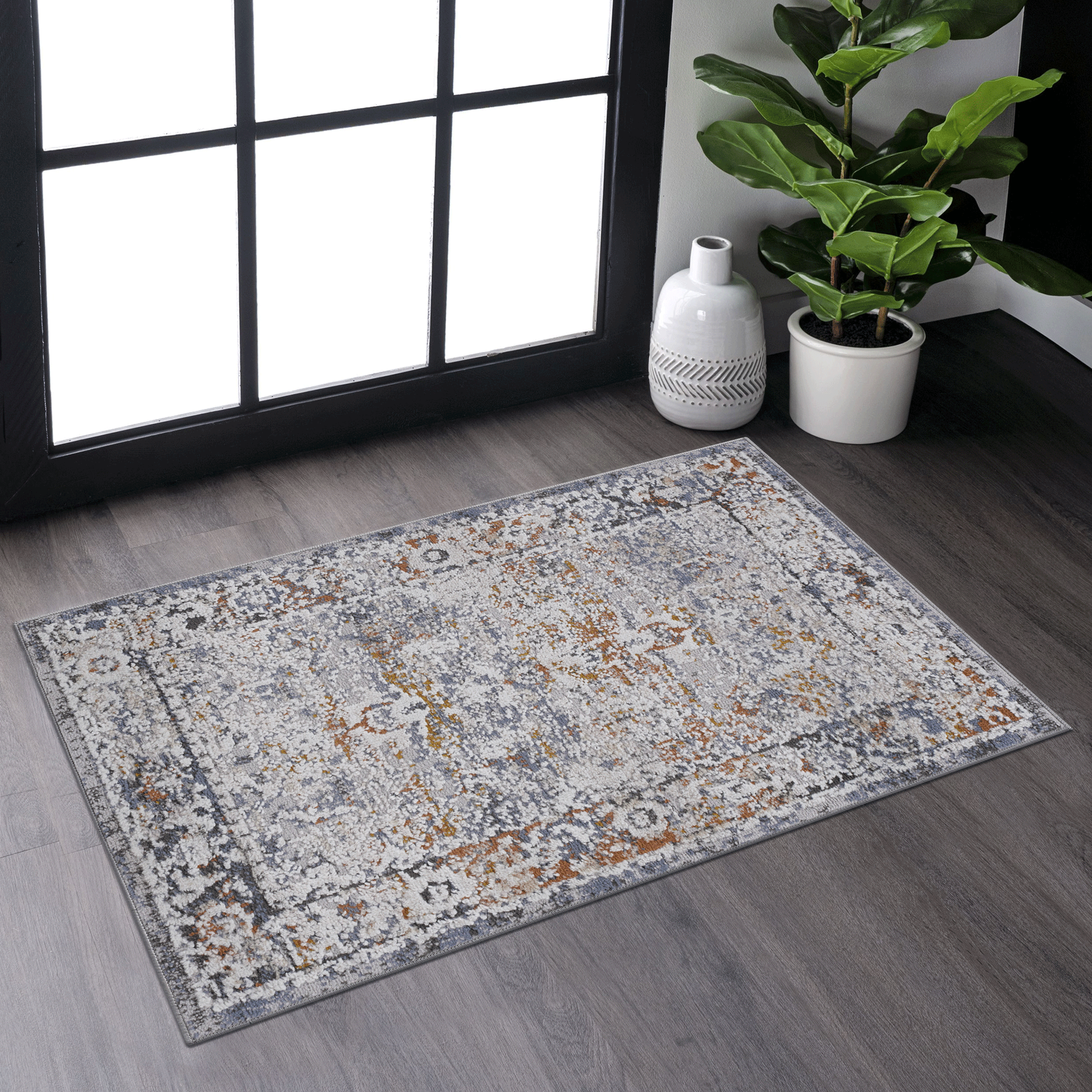 PAYAS tapis 2X3 ivoire gris traditionnel