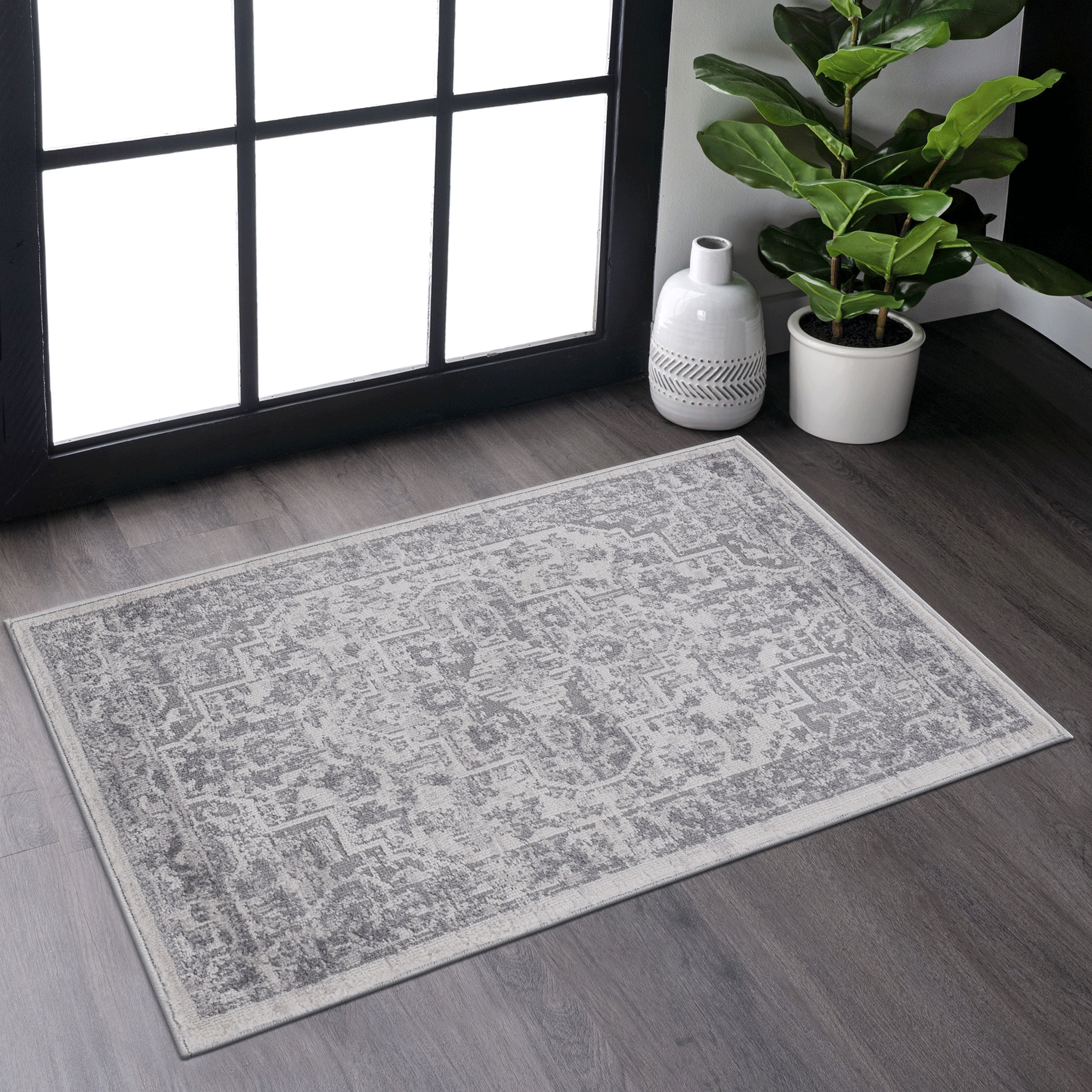 MARFI 2X3 Argent Tapis oriental multi-usage