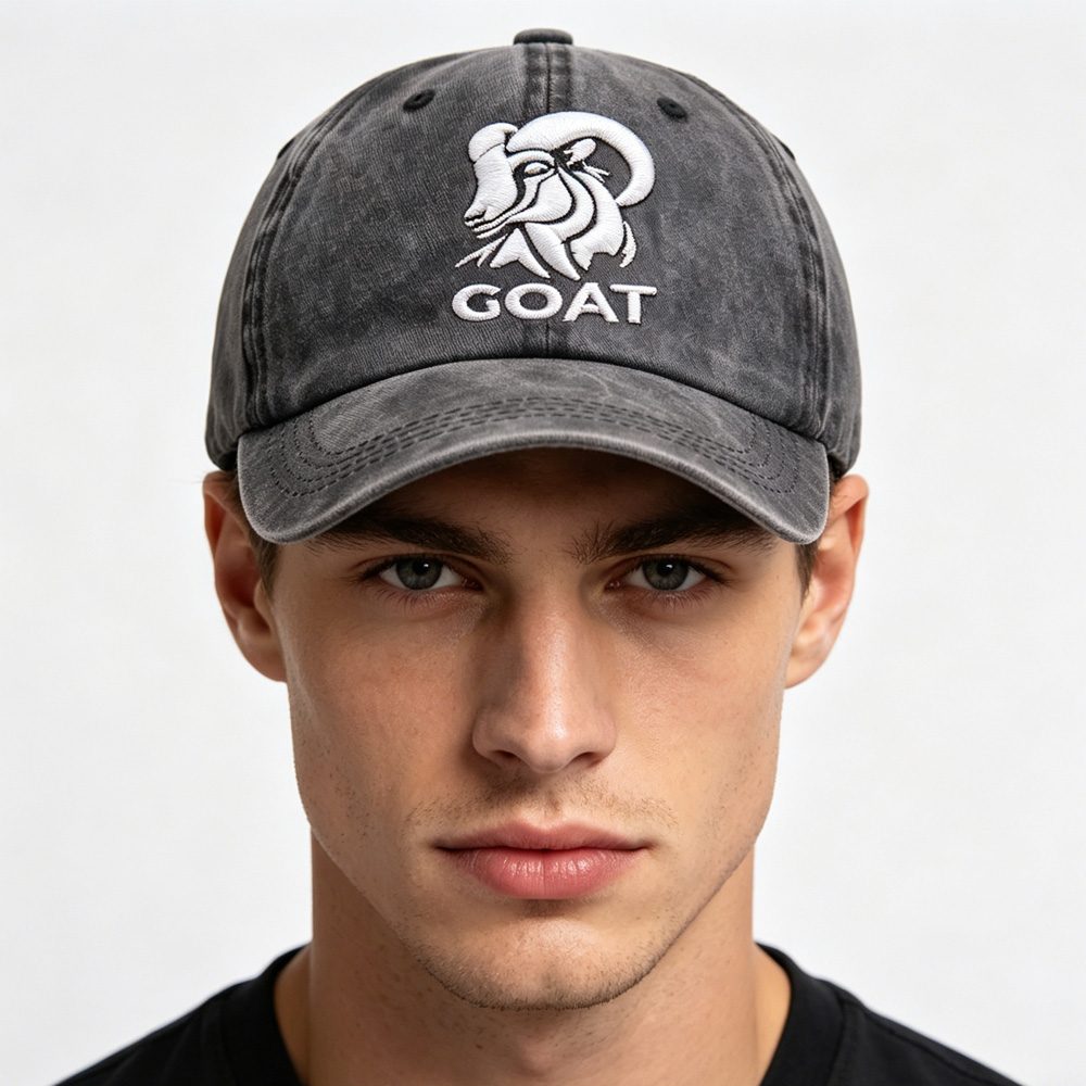 Casquette chèvre brodée coton lavé 2 pcs