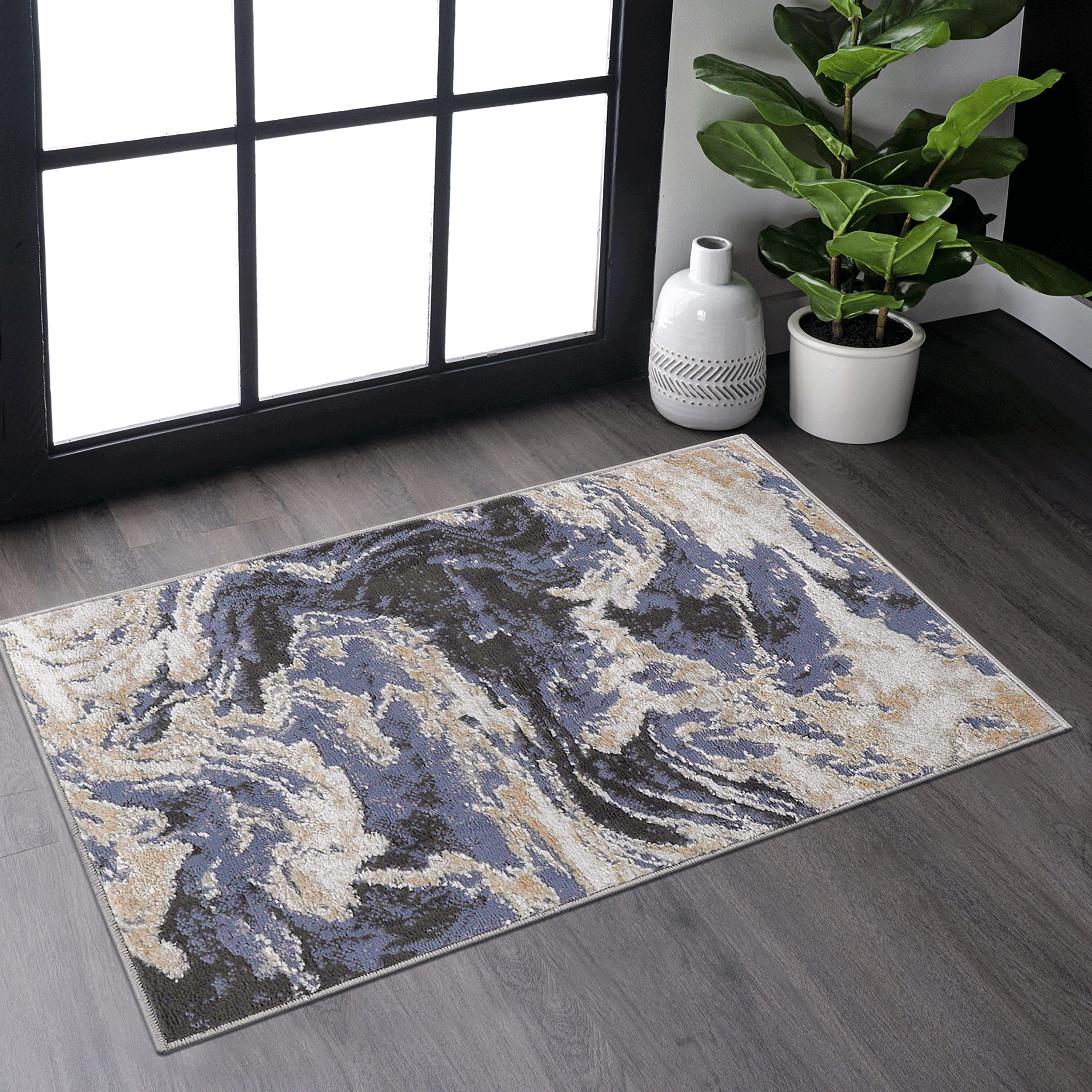 PAYAS 2X3 tapis abstrait bleu clair
