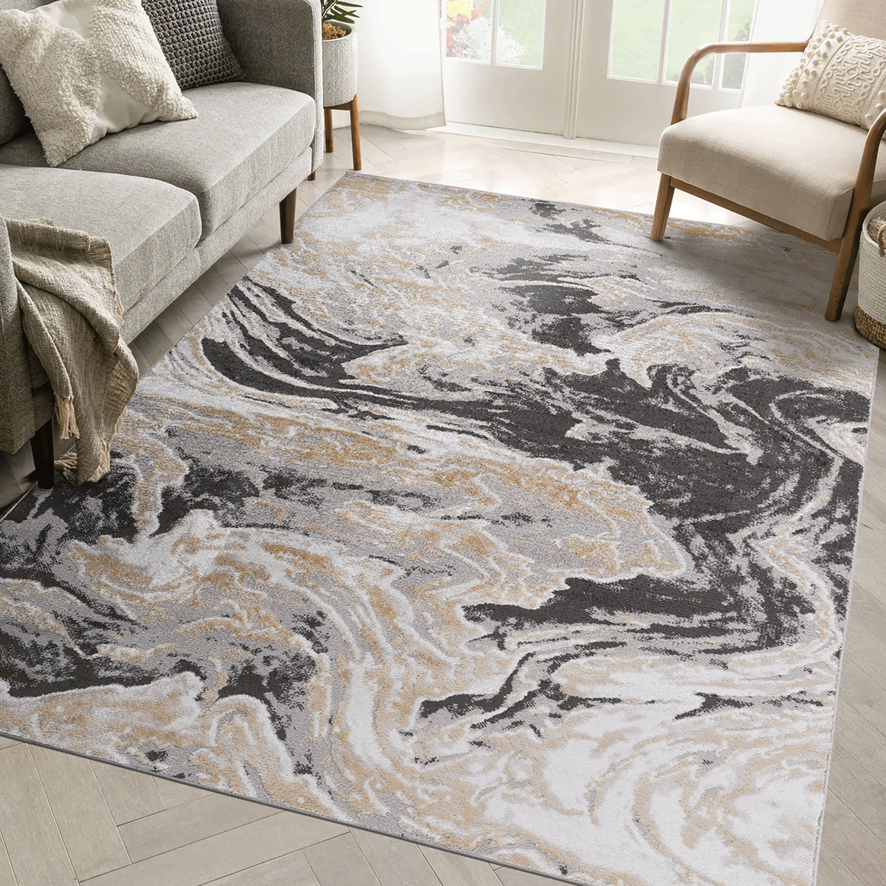 Tapis PAYAS Collection 8x10 po gris abstrait