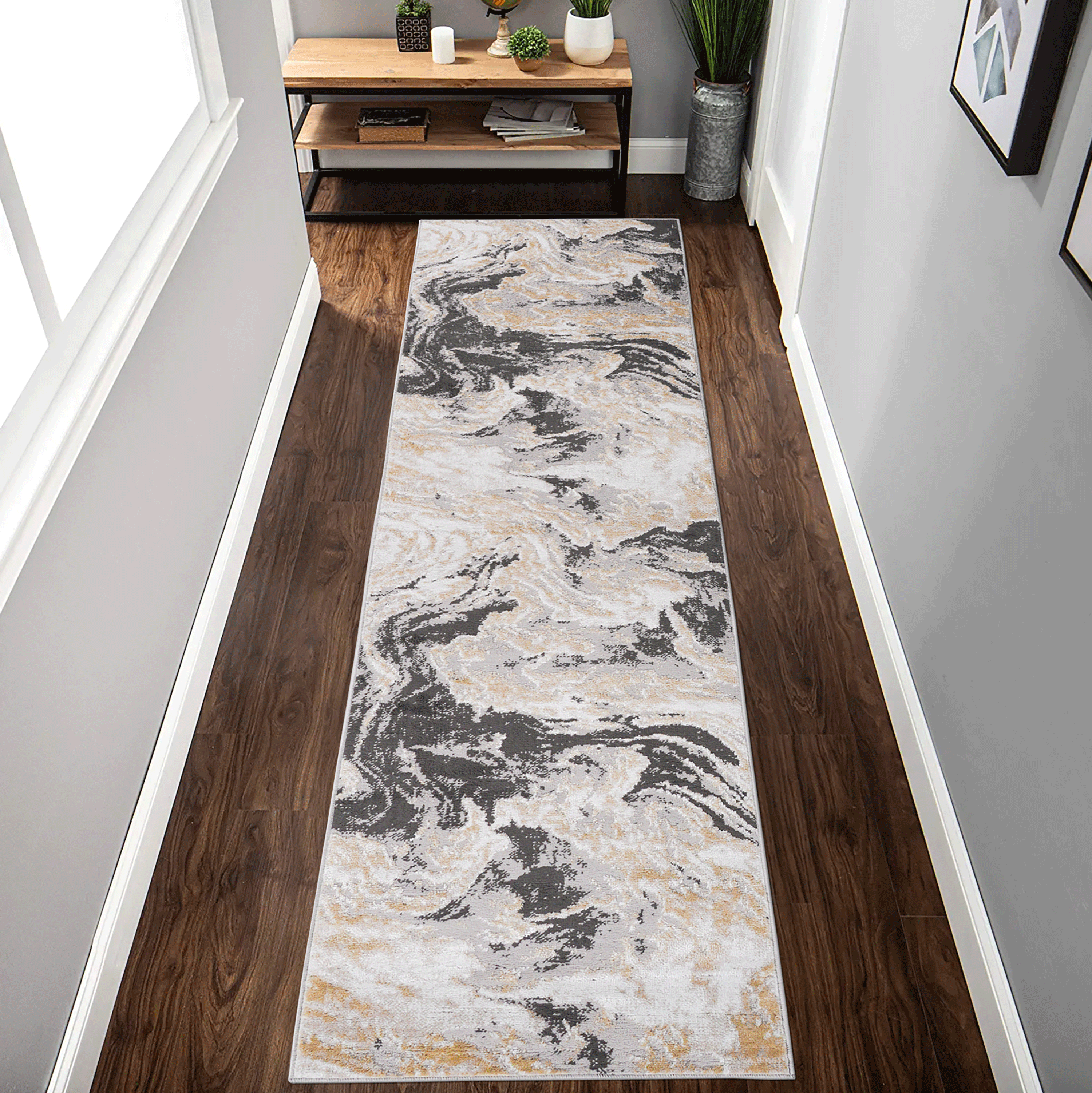 PAYAS tapis coureur 2X8 gris abstrait