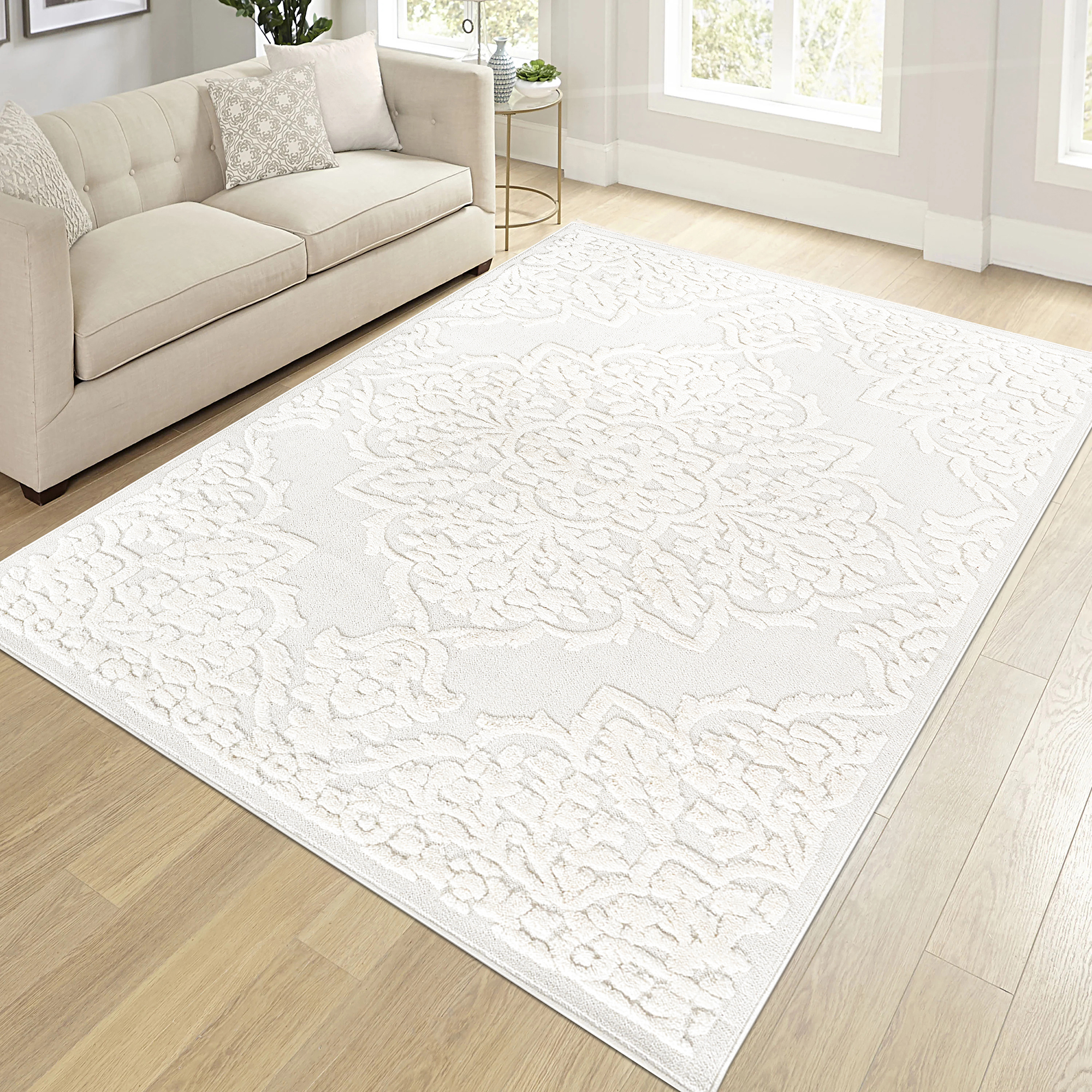 Tapis Step crème 5'3''x7'6'' géométrique