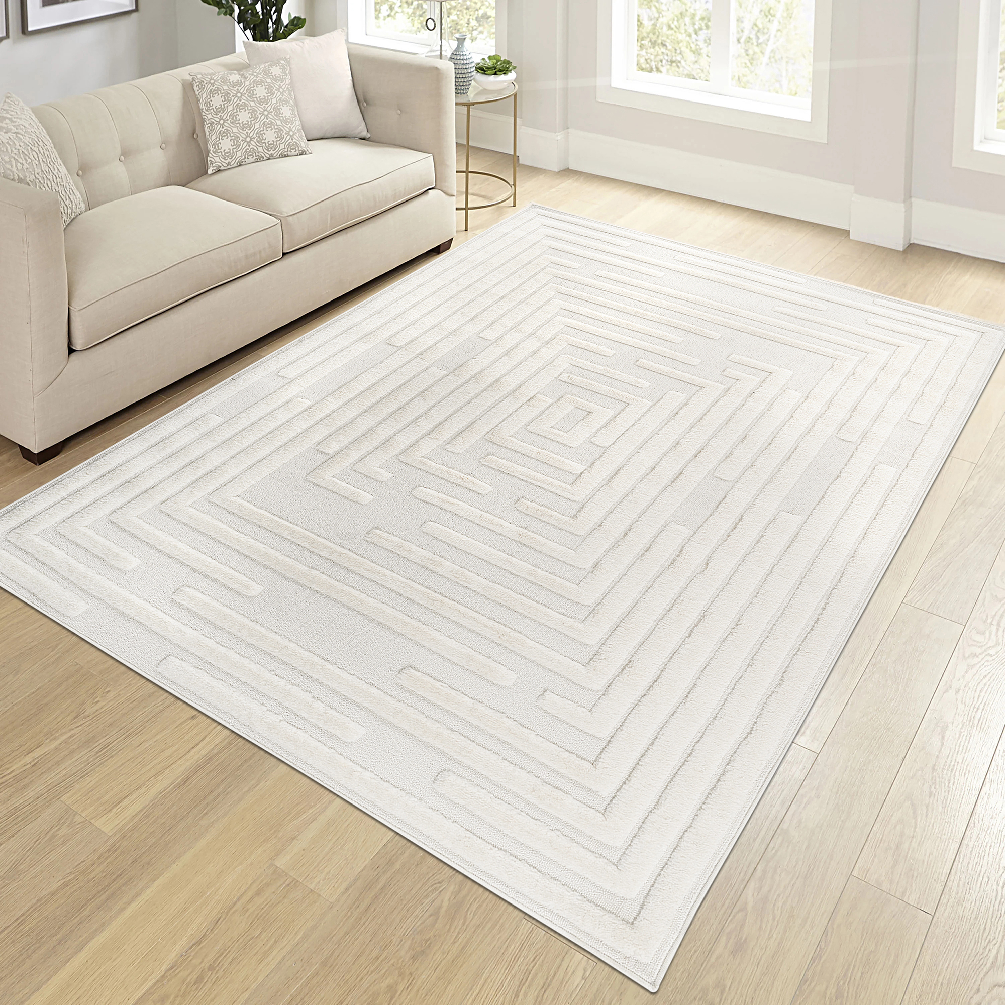 Tapis Step rayures crème 7'9"x10' géométrique
